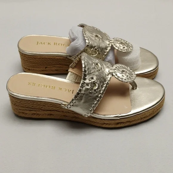 Jack Rogers Marbella Mid Wedge Whipstitch Thong Sandals - Picture 3 of 5